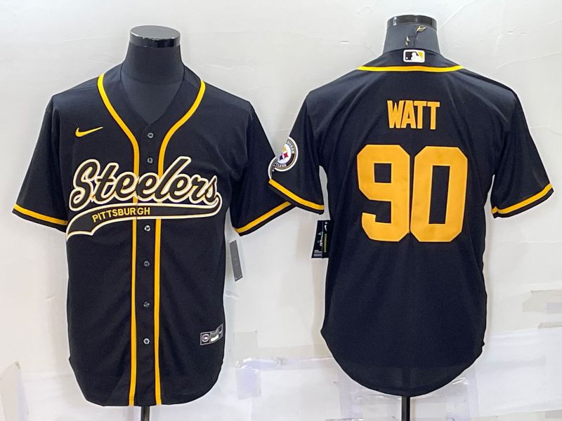 Men Pittsburgh Steelers #90 Watt Black 2022 Nike Co branded NFL Jersey